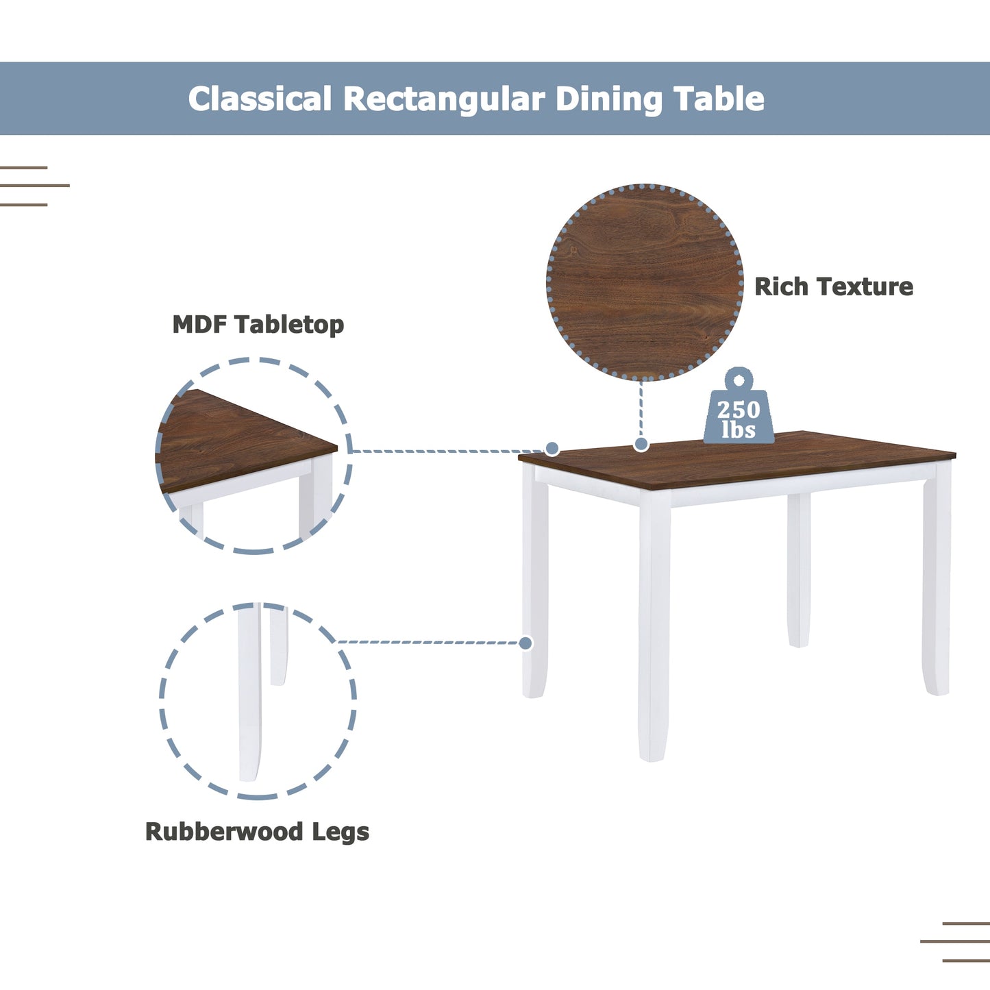 American Kitchen Table Minimalist Wood 5-Piece With 4 X-Back Chairs For Small Places Dining Table And Chair Set For Living Room