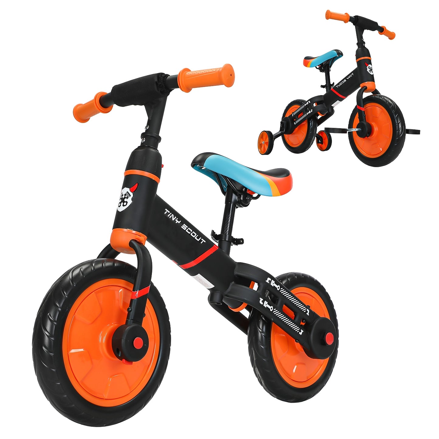 UBRAVOO Tiny Scout Balance Bike 3 4 5 Years , 4-in-1 with Optional Support Wheels and Pedals, Saddle Height Adjustable