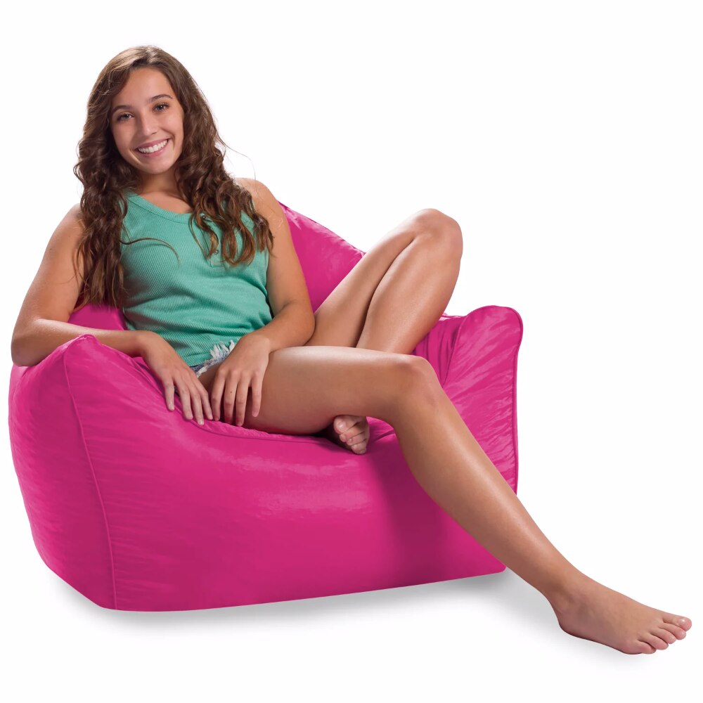 Malibu Lounger, Structured Bean Bag Chair, Kids, 2.4 Ft L X 2.8 Ft W X 2.4 Ft H, Pink  Living Room Furniture  Home Furniture