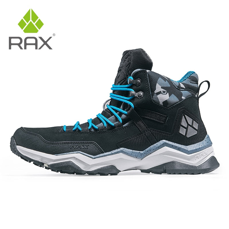 RAX Men Hiking Shoes Mid-top Waterproof Outdoor Sneaker Men Leather Trekking Boots Trail Camping Climbing Hunting Sneakers