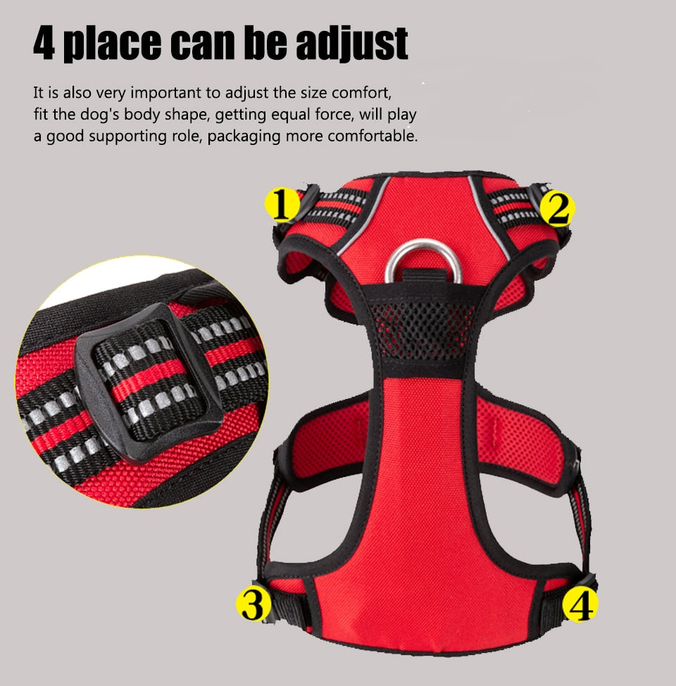 Truelove Pet Reflective Nylon Dog Harness  No Pull Vest Soft Adjustable Medium And Large Dog