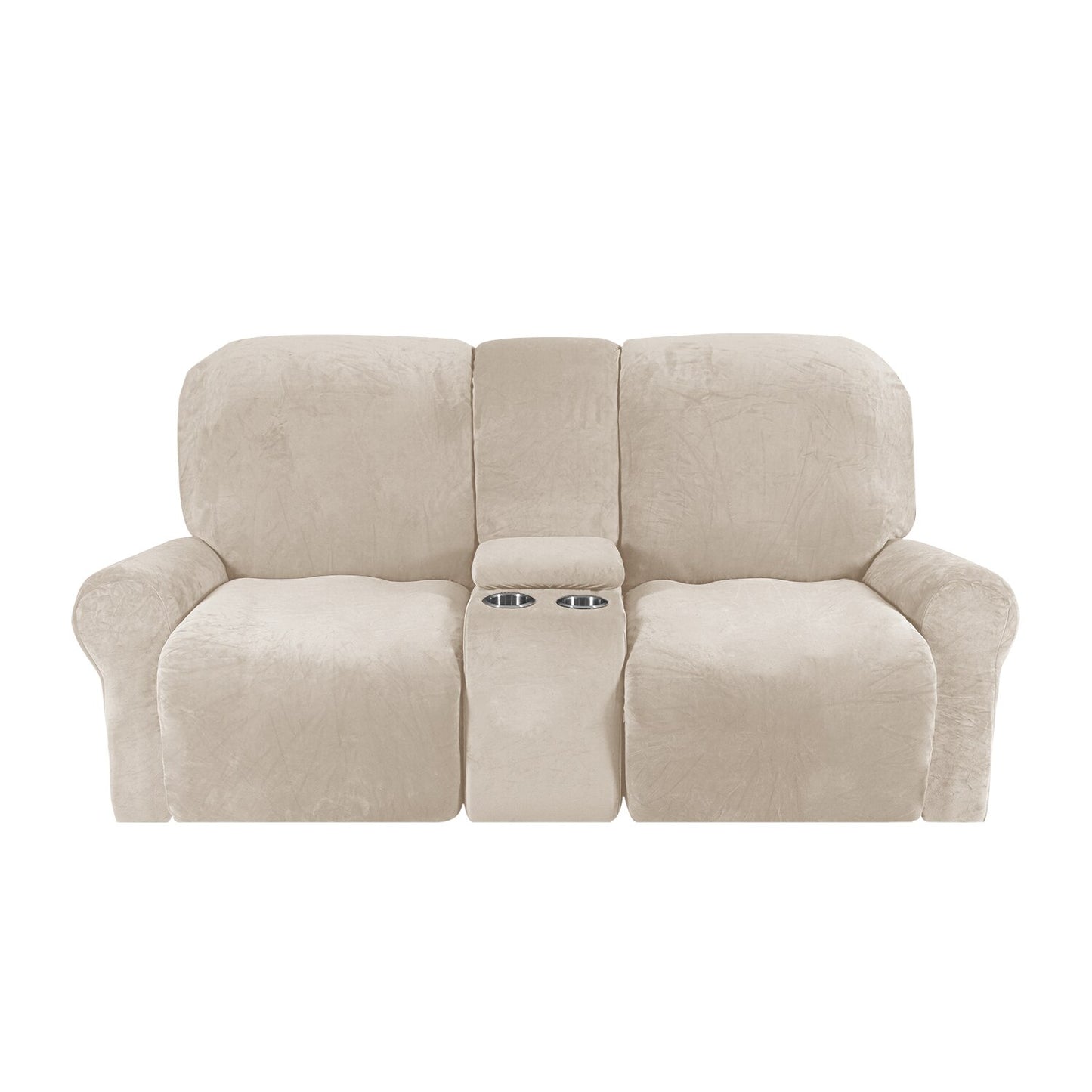 Recliner Sofa Covers 2 Seater Sofa Covers with Cup Holder Velvet Stretch Recliner Loveseat Slipcovers with Middle Console