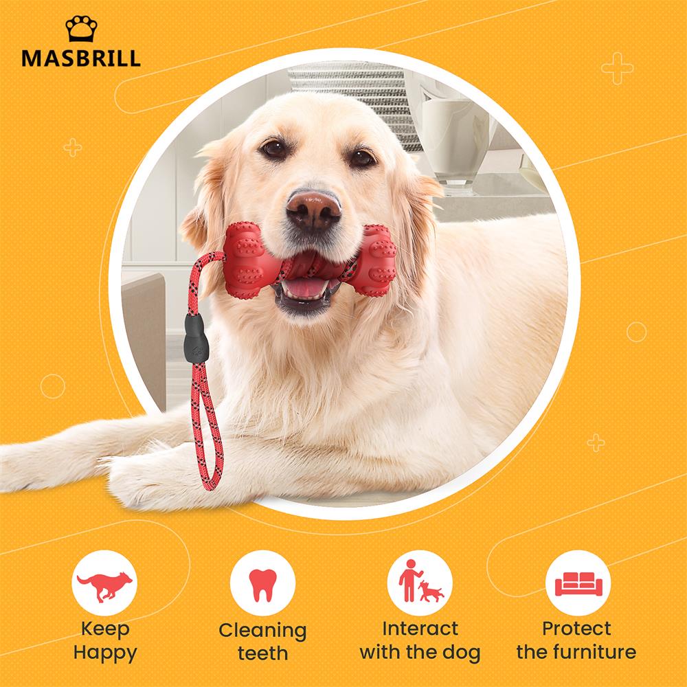 Interactive Rubber Dumbbell Chew Toy for Small to Large Dogs