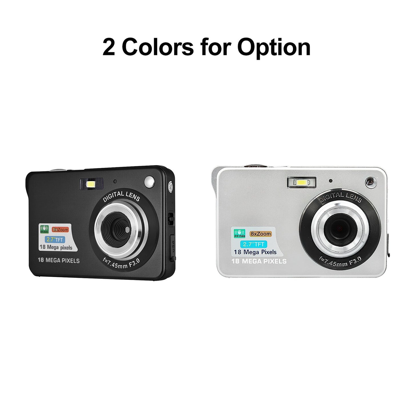 720P/ 1080P Digital Camera Video Camcorder 18MP/ 48MP Photo Camera 8X Zoom Anti-shake 2.7 inch TFT Screen for Kids Teens Gift