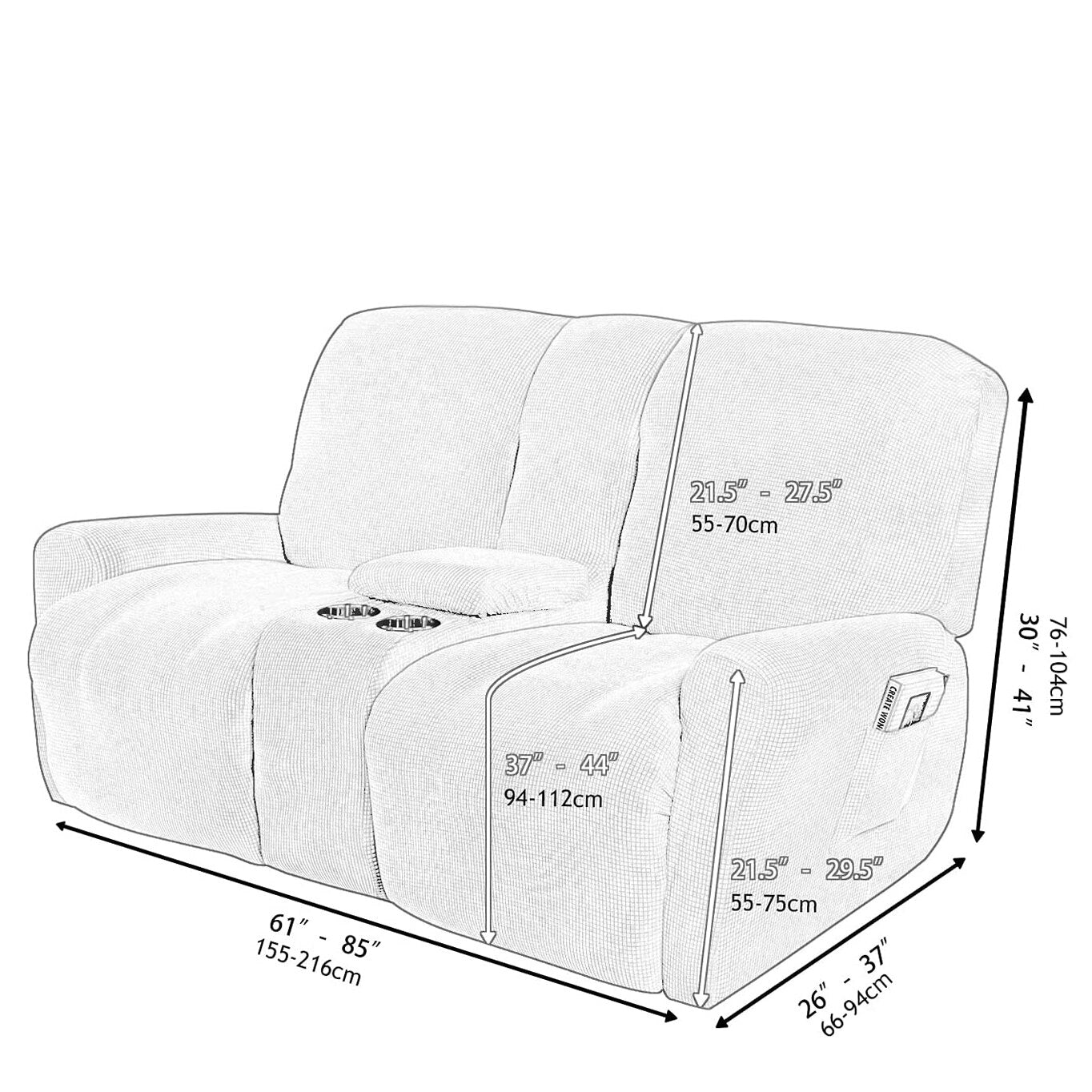 Recliner Sofa Covers 2 Seater Sofa Covers with Cup Holder Velvet Stretch Recliner Loveseat Slipcovers with Middle Console