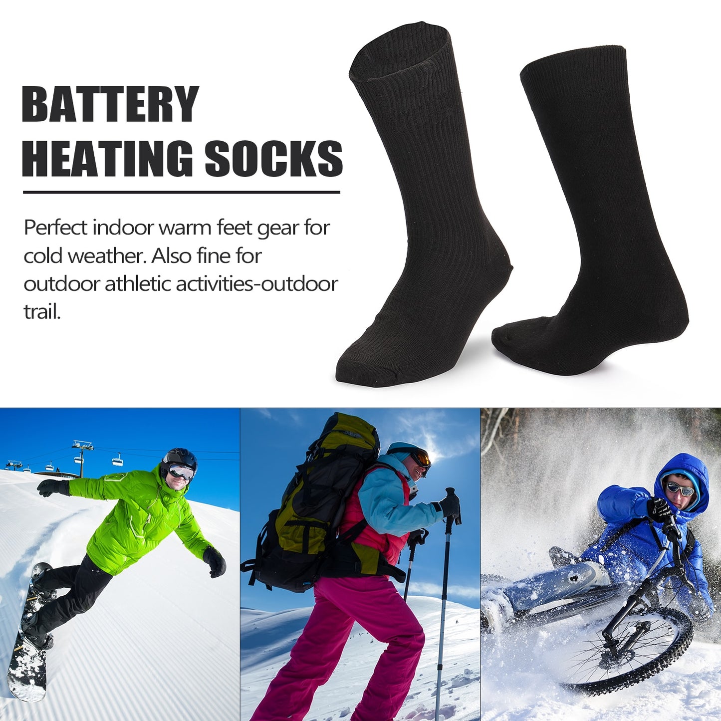 Adjustable Electric Heated Socks with Rechargeable Battery for Chronically Cold Feet Large Size USB Charging Heating Socks