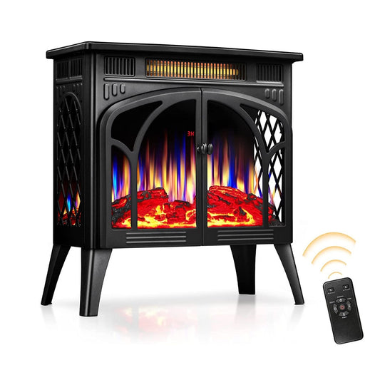 AGLUCKY Electric Fireplace Stove 3D Flame Effect Freestanding Heater Portable Electric Fireplace Heater Indoor Heater Remote