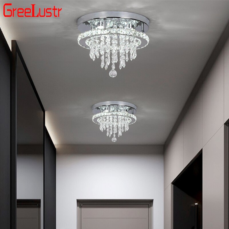 Crystal LED Ceiling Lamp K9 Living Room Stainless Steel Chandelier Luminaire For Hallway Aisle Plafon Lustres Lighting Fixtures