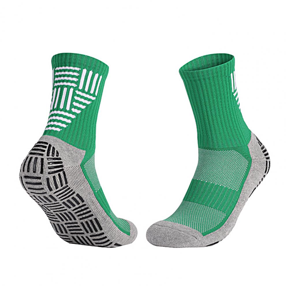 Sports Socks 1 Pair Football Socks Anti-slip Sweat-absorbent Striped Mid Calf Men Soccer Cycling Sports Grip Socks for Running