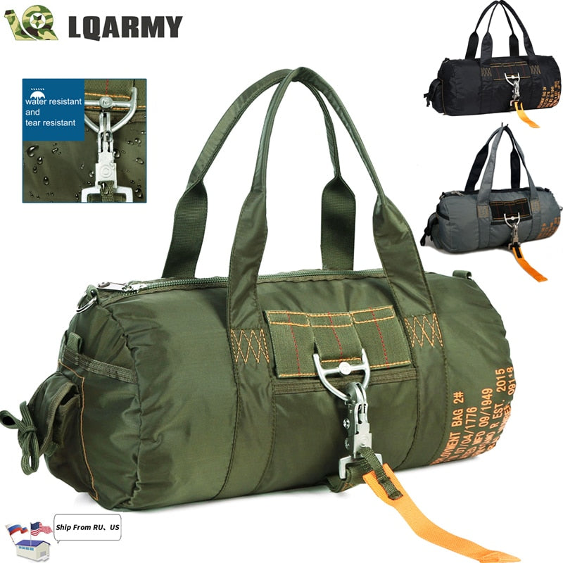 LQARMY Tactical Parachute Sport Duffle Bag 1000D Nylon Outdoor Travel Belt Bag Camping Tactical Crossbody Bag