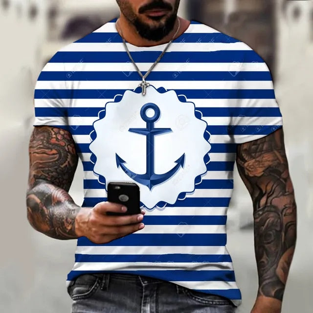 New Summer Top 3D Printing Rudder Pattern T-Shirt Style Plus Size T-Shirt