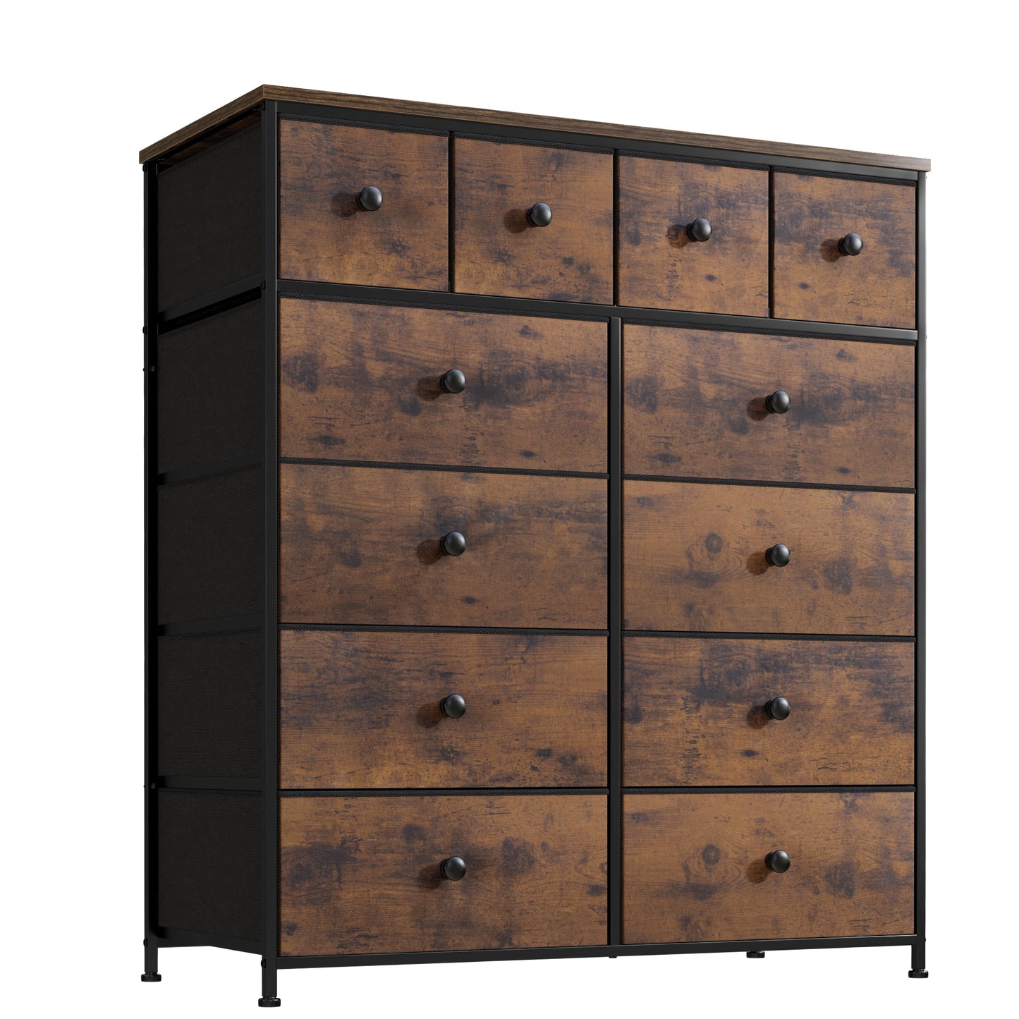 Enhomee Wooden Top Tall Dressers for Bedroom Anti-tipping Dresser Storage Cabinet with 12 Drawers Organizer Dresser Near the Bed