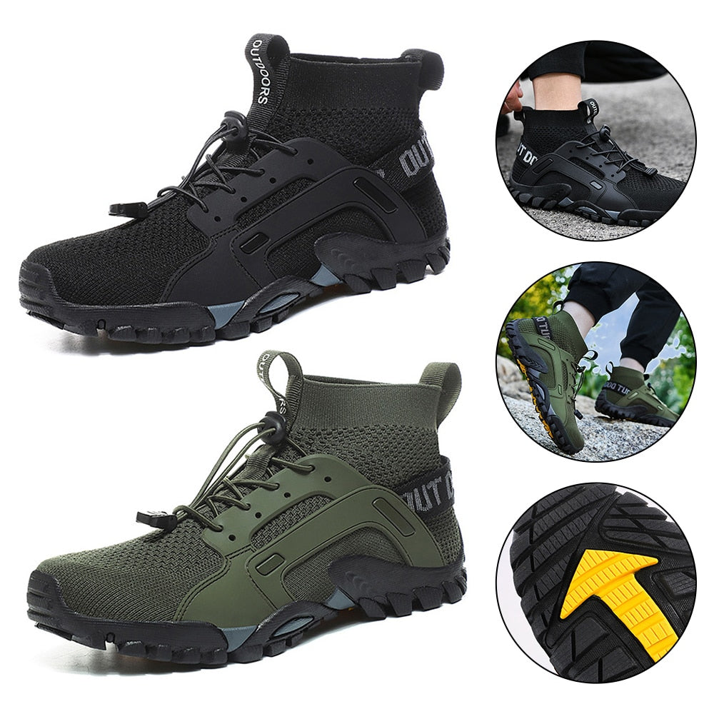 Climbing Hiking Shoes Anti-Skid Work Safety Shoes Wear-Resistant Breathable Easy Clean Elastic Rope Shoelace Outdoor Accessories