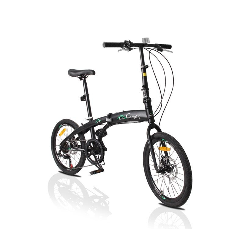 20Inch High Carbon Steel Folding Adult  Bicycle 7 Speed Shock-absorbing Cycling Road Bike For Male Female Student Outdoor Sports