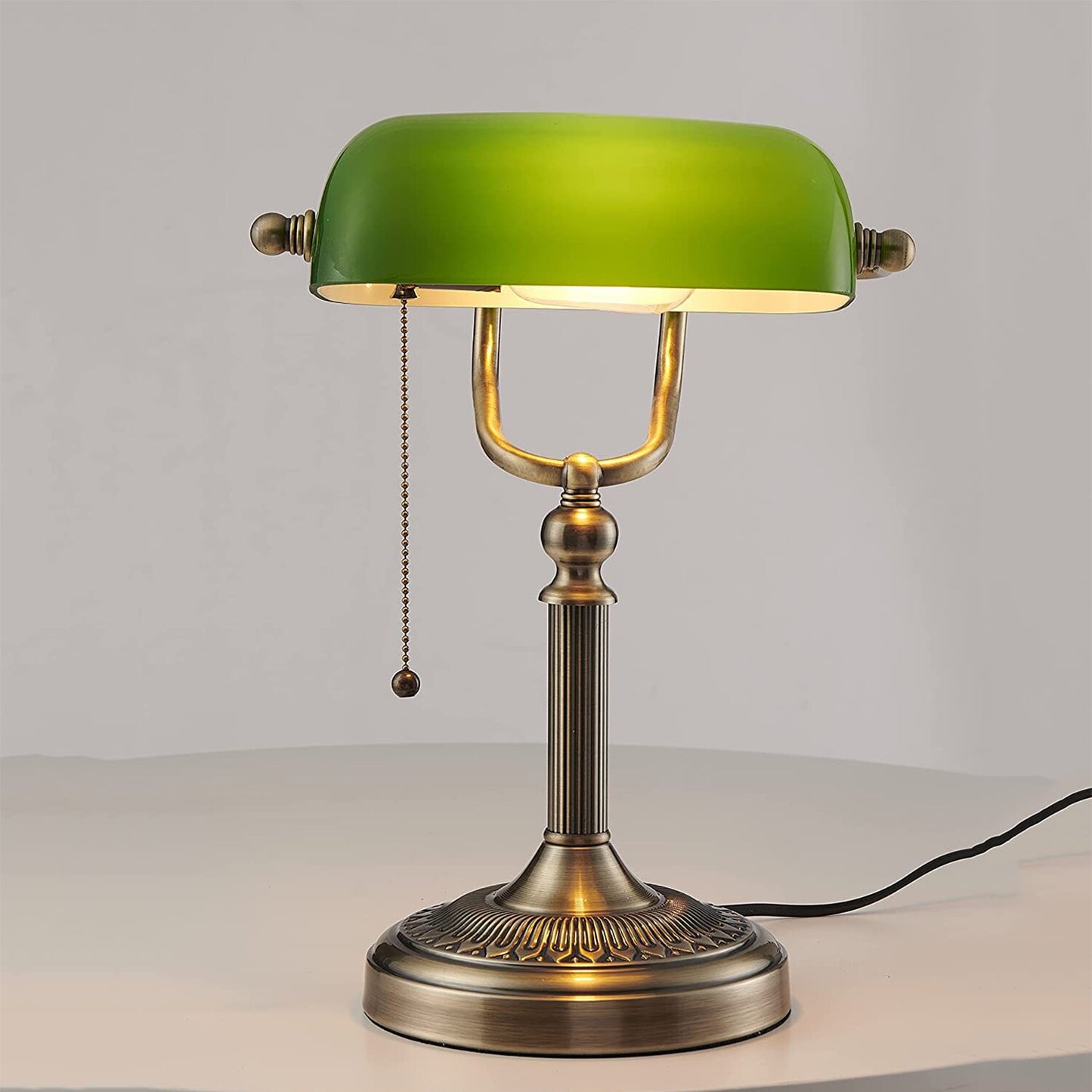 New Green/White Color Glass Bankers Desk Lamp with Zipper Switch Living room Bedroom Bedside Sofa Table lamp