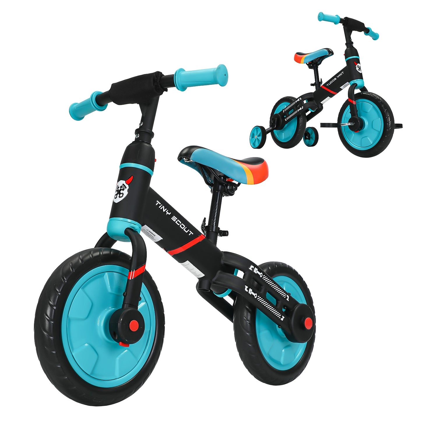 UBRAVOO Tiny Scout Balance Bike 3 4 5 Years , 4-in-1 with Optional Support Wheels and Pedals, Saddle Height Adjustable